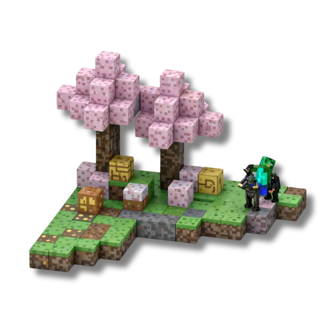 Minecraft Magnetic Building Blocks - Cherry Blossom Set 128 Pcs